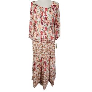 Figueroa & Flower Boho Floral Maxi Dress NWT